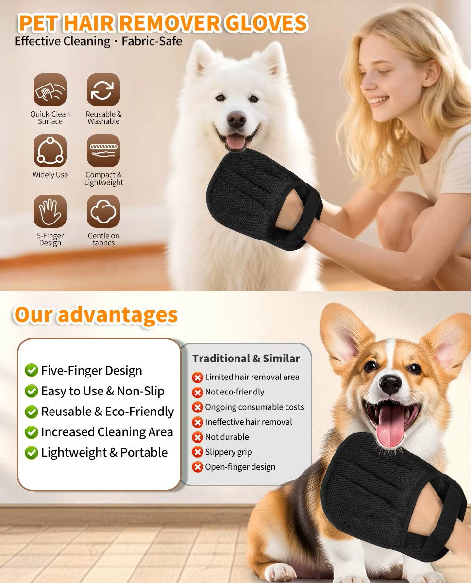 Zenfold Pets – 5-Finger Electrostatic Pet Hair Remover Glove